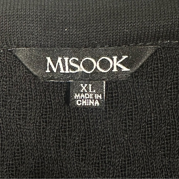 Misook XL Black Knit Cardigan Jacket Chartreuse Yellow Diamond 3/4 Sleeve Career - Picture 10 of 11